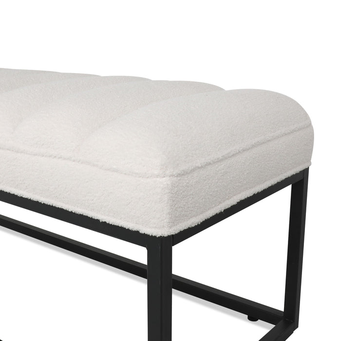 Metal Base Upholstered Bench For Bedroom For Entryway - White