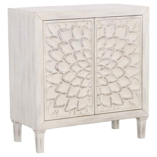Clarkia - Accent Cabinet With Floral Carved Door - White Unique Piece Furniture