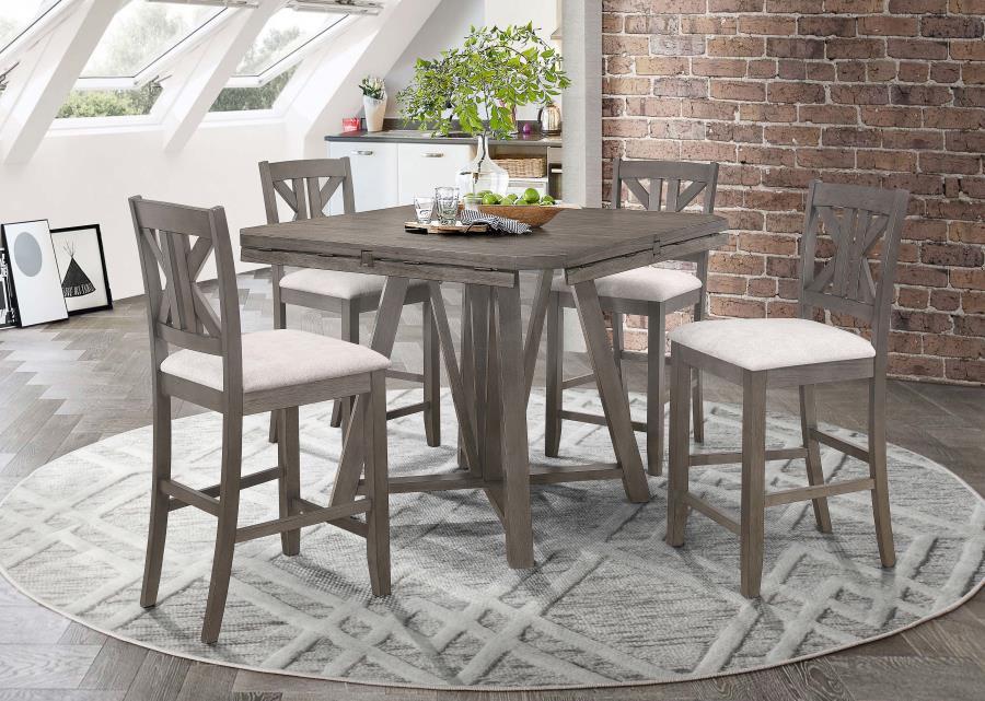 Athens - Round Counter Height Table With Drop Leaf - Barn Gray Unique Piece Furniture