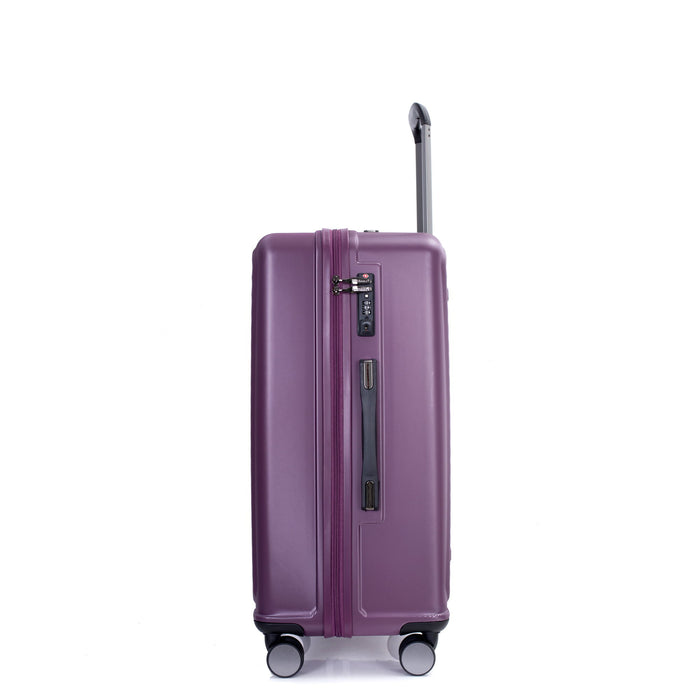 3 Piece Luggage Sets Lightweight Suitcase With Two Hooks, 360° Double Spinner Wheels, Tsa Lock, (21/25/29) Dark Purple
