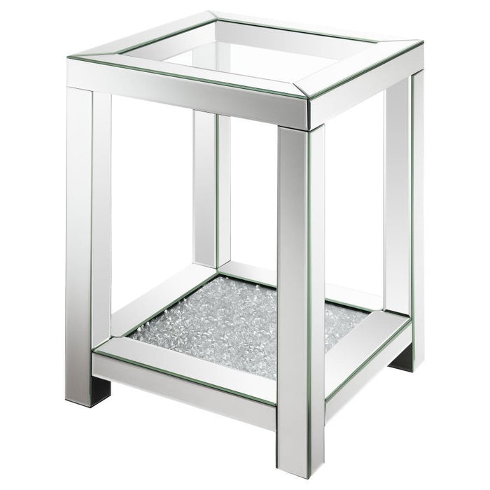 Valentina - Square End Table With Glass Top Mirror Unique Piece Furniture
