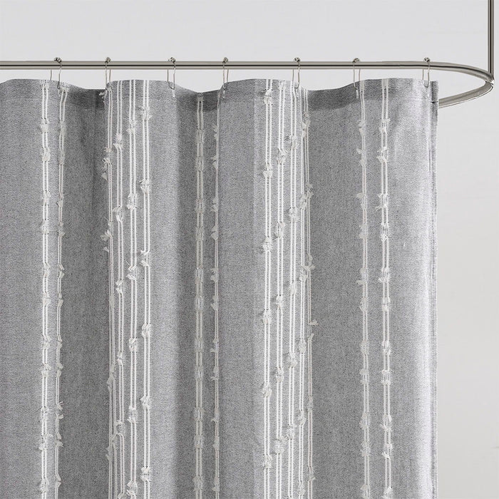 Cotton Jacquard Shower Curtain - Gray