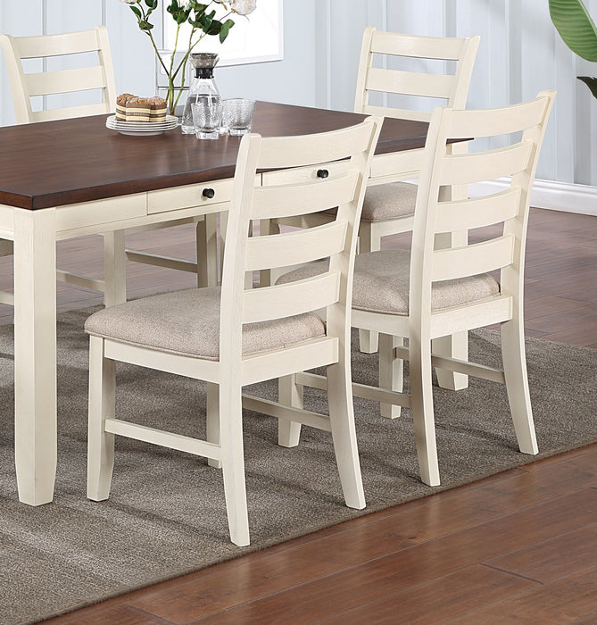 Gorgeous Classic Dining Room Furniture 7 Pieces Dining Set Dining Table Drawers 6 Side Chairs White Rubberwood Walnut Acacia Veneer Ladder Back Chair