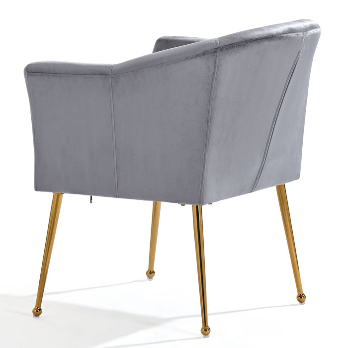 Velvet Accent Chair With Wood Frame, Modern Armchair Club Leisure Chair With Gold Metal Legs, Single Reading Chair For Living Room Bedroom Office Hotel Apartments - Gray