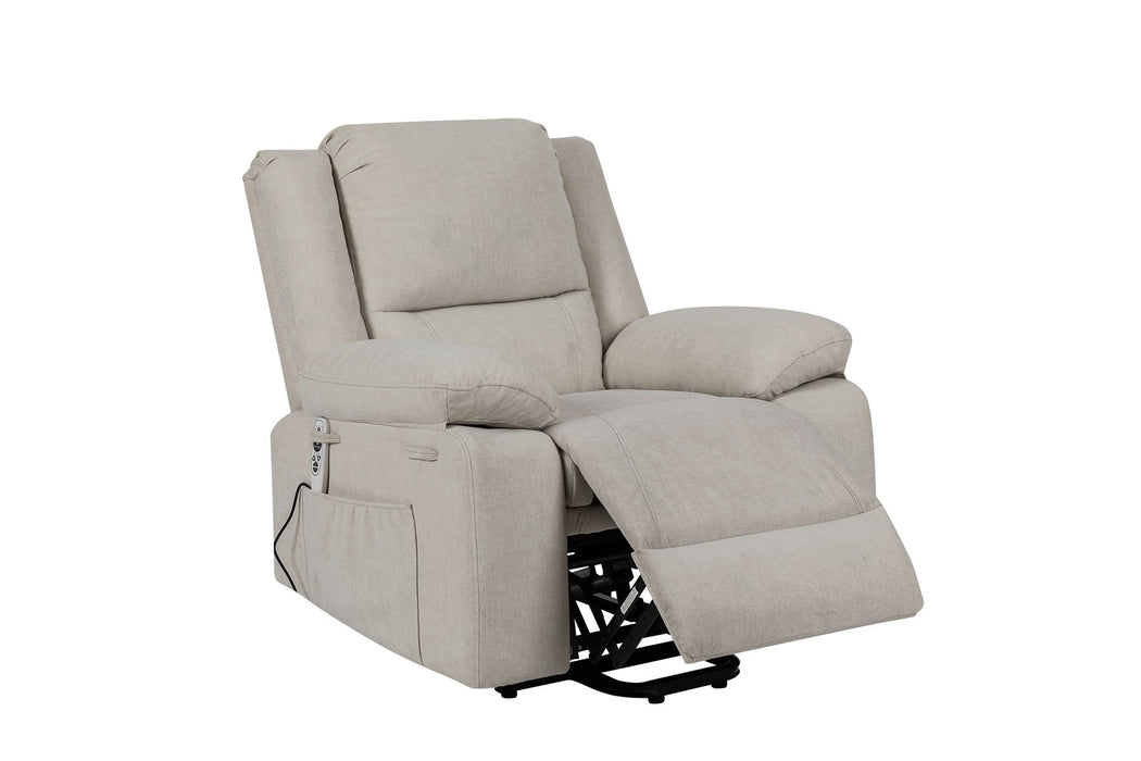 Electric Power Recliner Chair With Massage For Elderly, Remote Control Multi - Function Lifting, Timing, Cushion Heating Chair With Side Pocket Beige