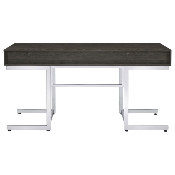 Noorvik - 3-Drawer Writing Desk - Dark Oak And Chrome Unique Piece Furniture