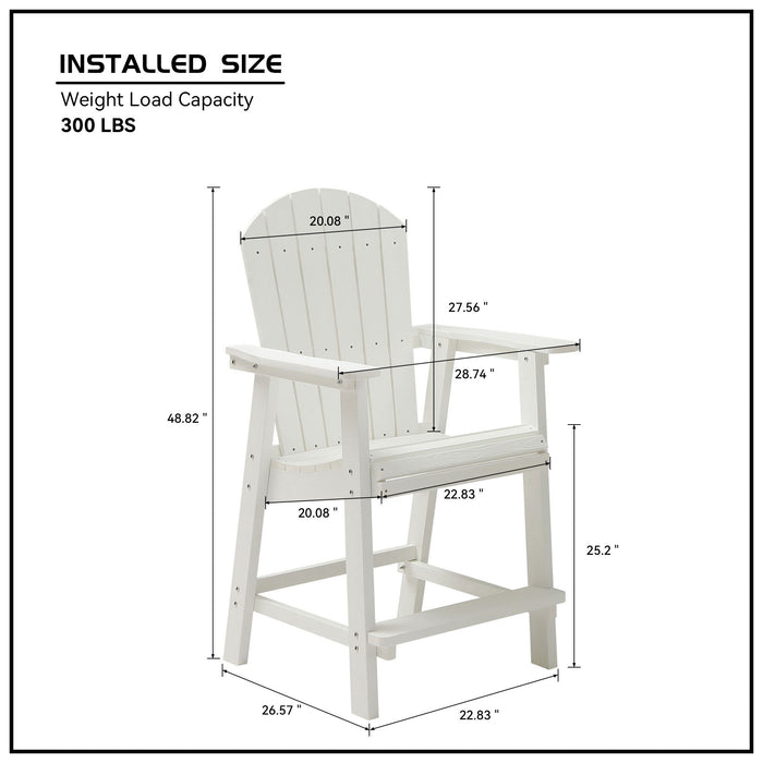 Hips Bar Chair With Armrest, Patio Bar Chair (Set of 2) - White