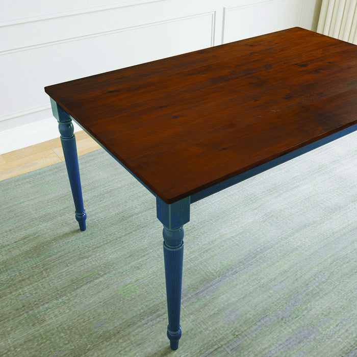 Lafayette Medium Brown And Navy Blue Wood Dining Table
