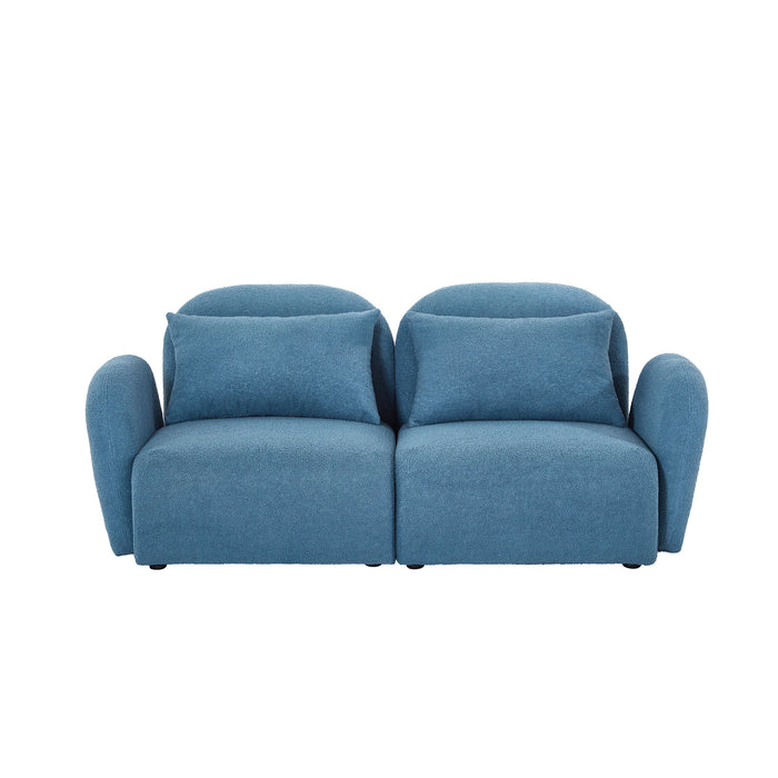 Living Room Furniture Lazy Sofa Loveseat Teddy Fabric Blue