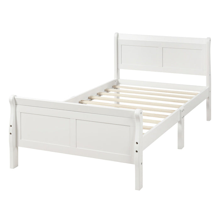 Wood Platform Bed Twin Bed Frame Mattress Foundation Sleigh Bed With Headboard/Footboard/Slat Support