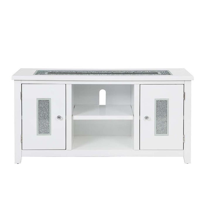 Elizaveta - TV Stand - White High Gloss Finish Unique Piece Furniture