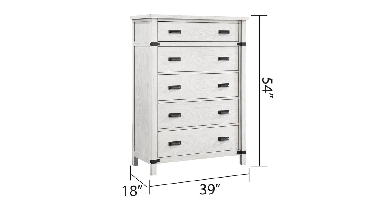 Loretta Modern Style 5 Drawer Chest Made With Wood In Antique White
