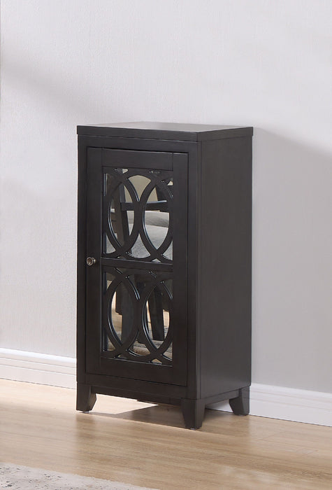 1 Piece Transitional Accent Cabinet Chest Dark Gray Black Finish Concealed Storage Wooden Glass Door Wooden Bedroom Dining Room Living Room Furniture