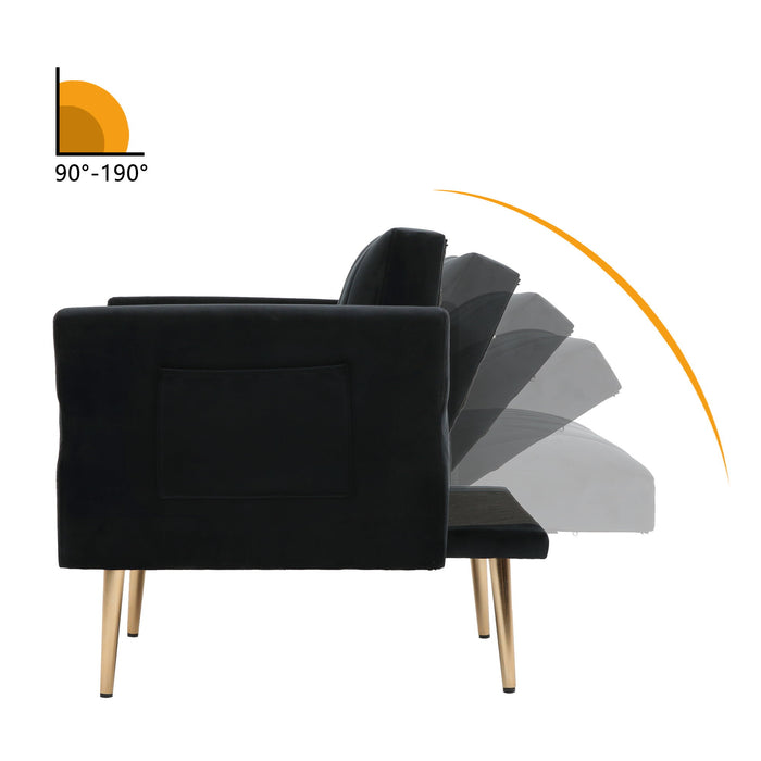 Accent Chair With Ottoman Set, Velvet Accent Chair With Gold Legs, Upholstered Single Sofa For Living Room Bedroom