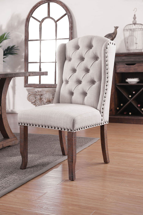 Gianna - Wingback Chair (Set of 2) - Rustic Oak /Ivory Unique Piece Furniture