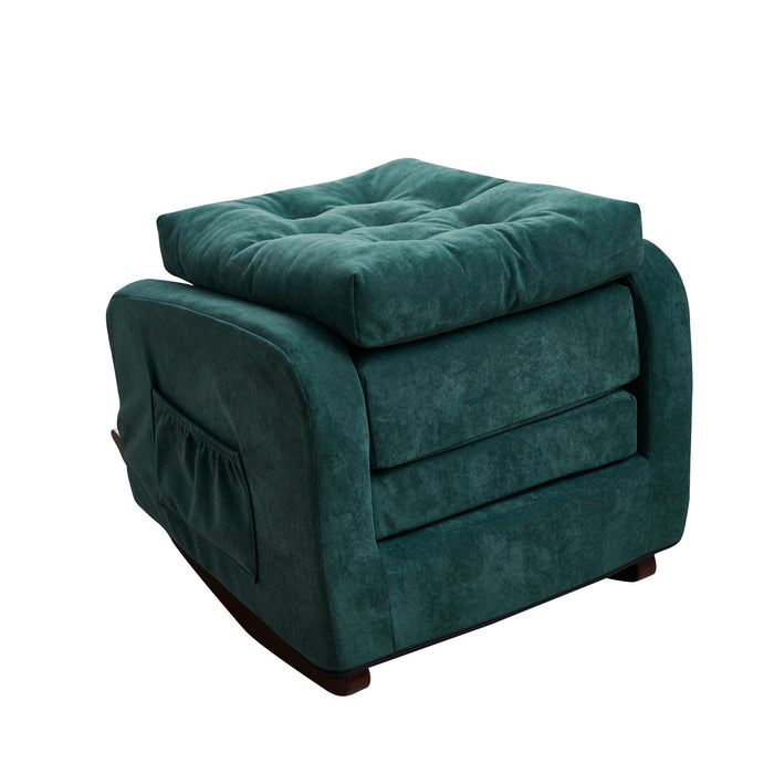Accent Chair TV Chair Lazy Recliner Comfortable Fabric Leisure Sofa, Modern High Back Armchair - Deep Green