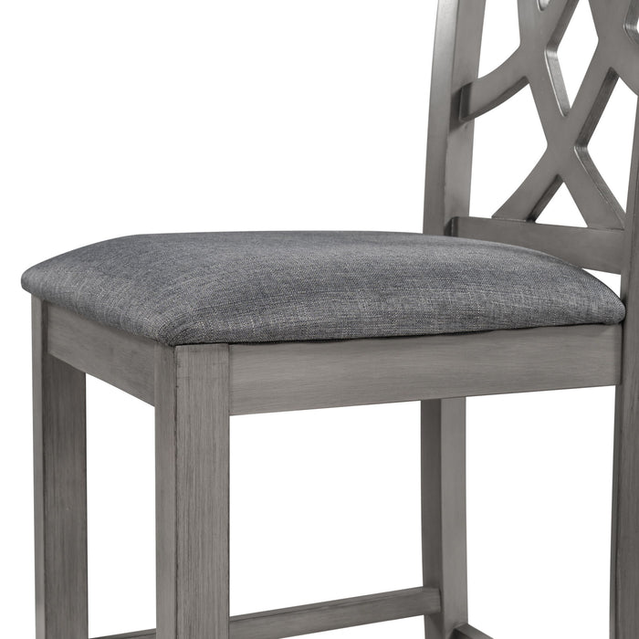 Topmax Farmhouse 2 Piece Padded Round Counter Height Kitchen Dining Chairs With Cross Back For Small Places, Gray