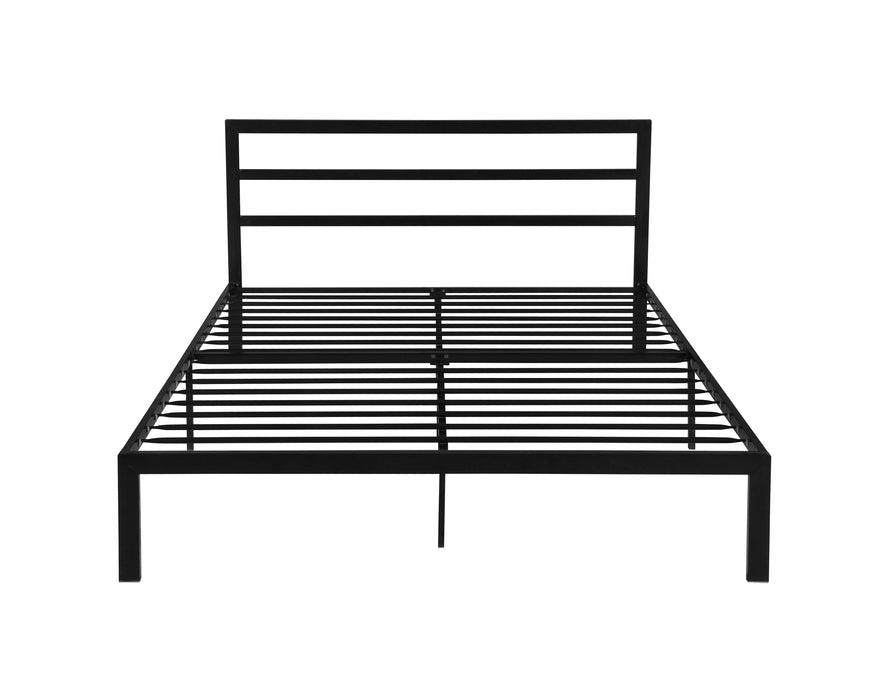 Queen Size Metal Bed Frame With Headboard Black