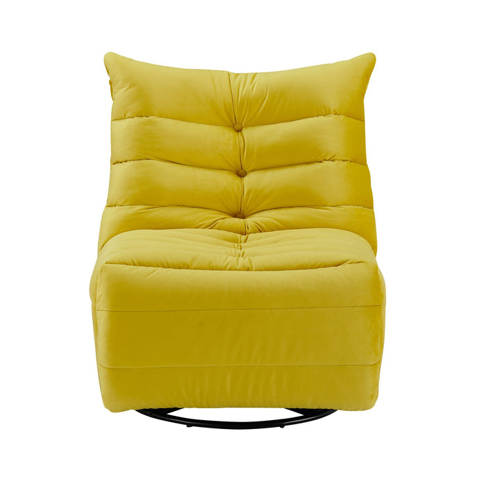 Lazy Chair, Rotatable Modern Lounge With A Side Pocket, Leisure Upholstered Sofa Chair, Reading Chair For Small Space - Yellow