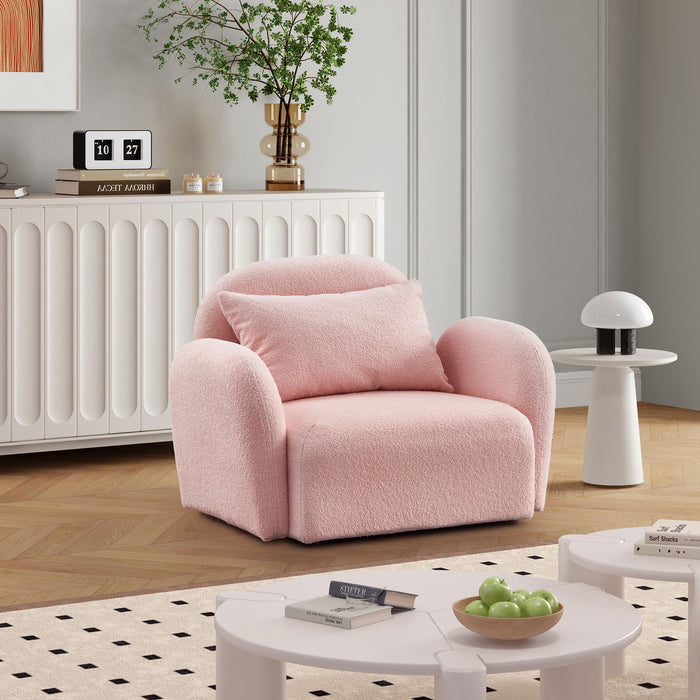 Living Room Furniture Lazy Sofa Chair Teddy Fabric Pink