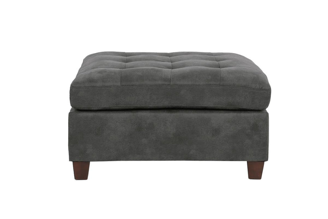 Living Room Furniture Tufted Cocktail Ottoman Antique Gray Breathable Leatherette 1 Piece Cushion Ottoman Seat Wooden Legs