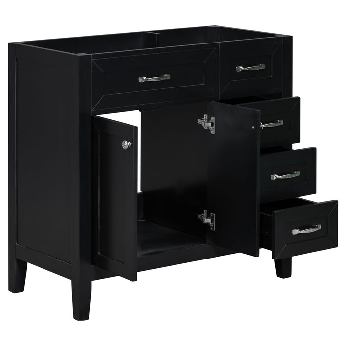 Bathroom Vanity Without Sink, Cabinet Base Only, Bathroom Cabinet With Drawers, Solid Frame And Mdf Board, Black