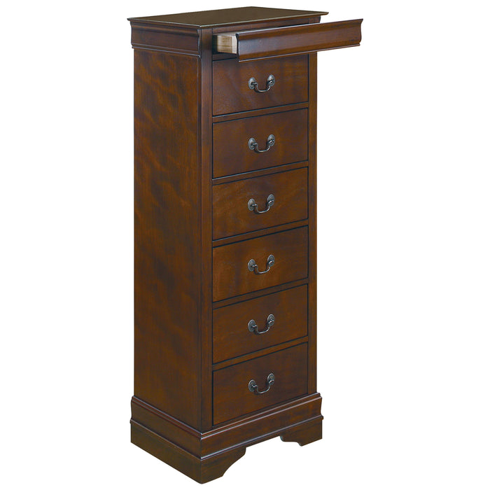 Traditional Design Louis Phillippe Style 1 Piece Lingerie Chest Of 7 Drawers Brown Cherry Finish Hidden Drawers Wooden Furniture