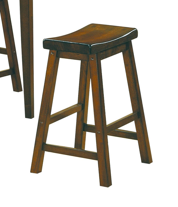 18 Inch Height Saddle Seat Stools 2 Pieces Set Solid Wood Cherry Finish Casual Dining Furniture