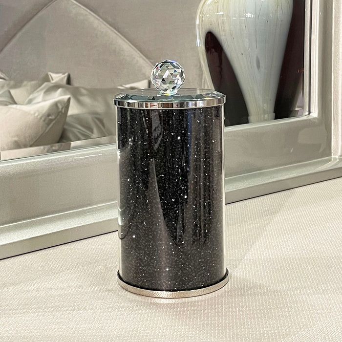 Ambrose Exquisite Glass Canister In Gift Box In Black