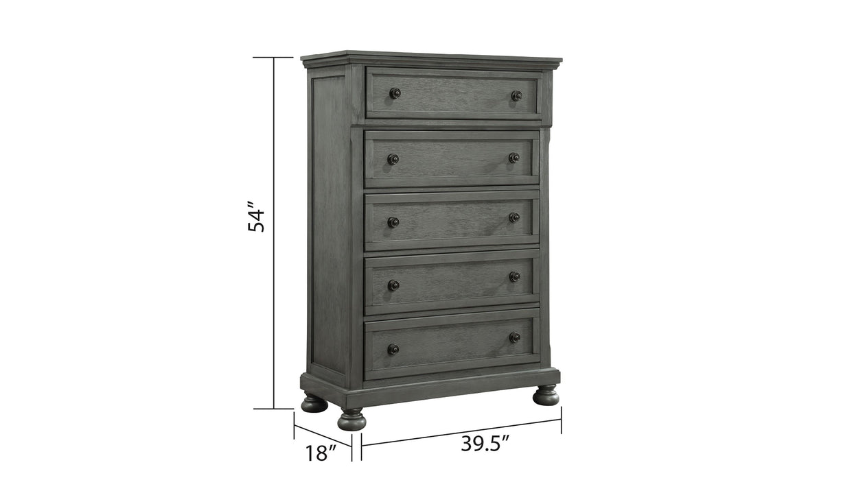 Jackson Modern Style 5 - Drawer Chest Made With Wood & Rustic Gray Finish