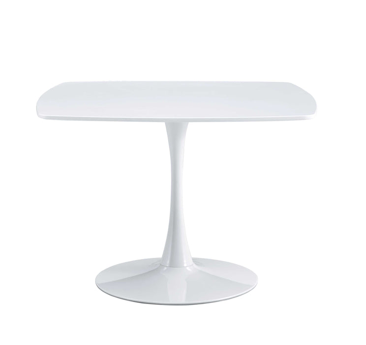 42.1" White Table Mid-Century Dining Table For 4 - 6 People With Round MDF Table Top, Pedestal Dining Table, End Table Leisure Coffee Table