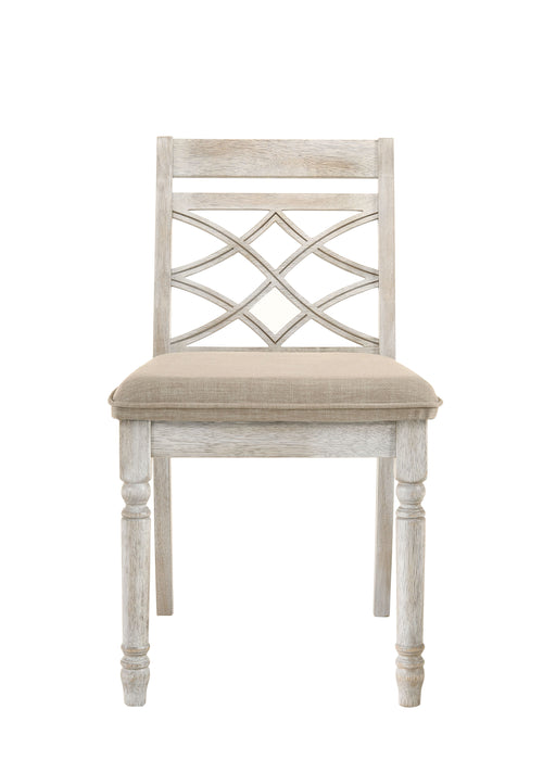 Acme Cillin Side Chair (Set of 2) Fabric & Antique White Finish