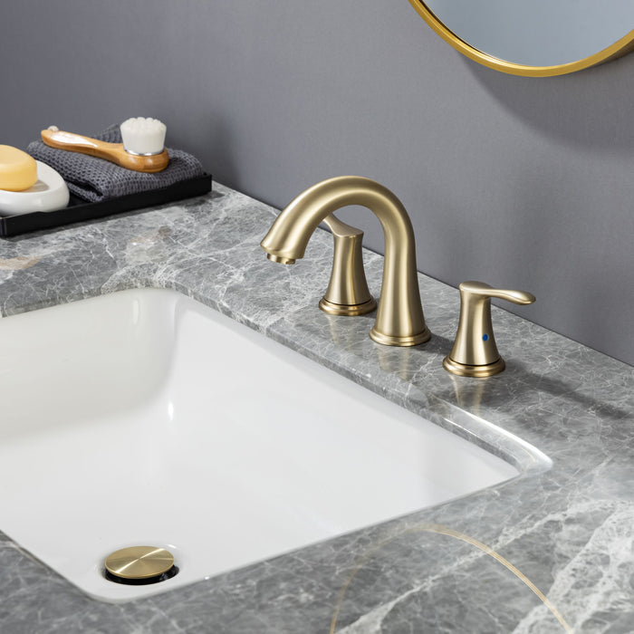 Widespread Bathroom Faucet With Drain Assembly, Brushed Gold