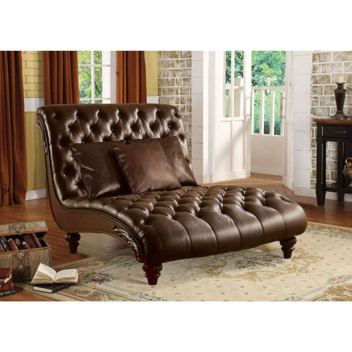 Anondale - Chaise - 2-Tone Brown PU Unique Piece Furniture