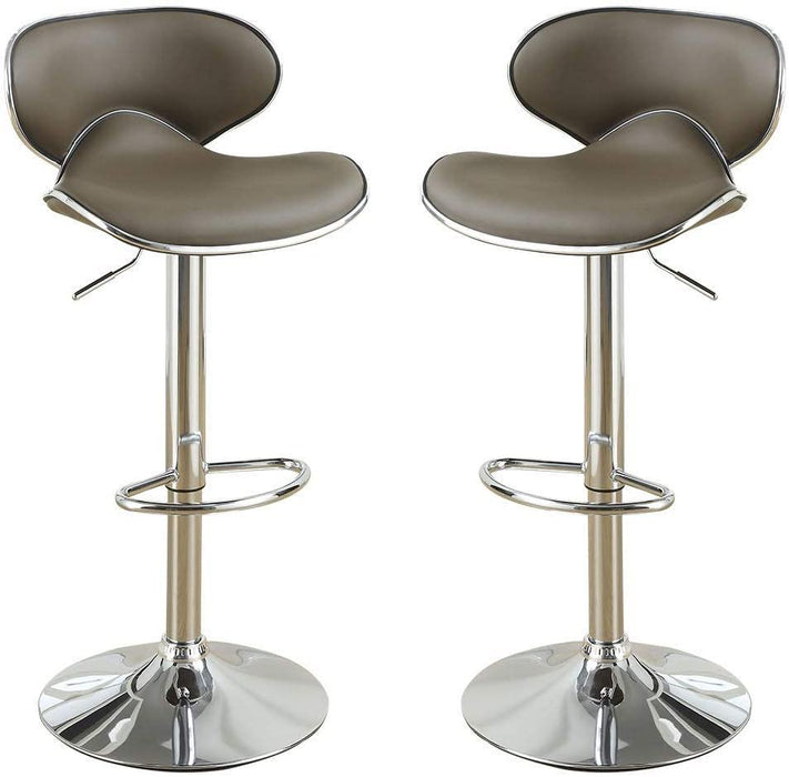 Espresso Faux Leather Pvc Bar Stool Counter Height Chairs (Set of 2) Adjustable Height Kitchen Island Stools