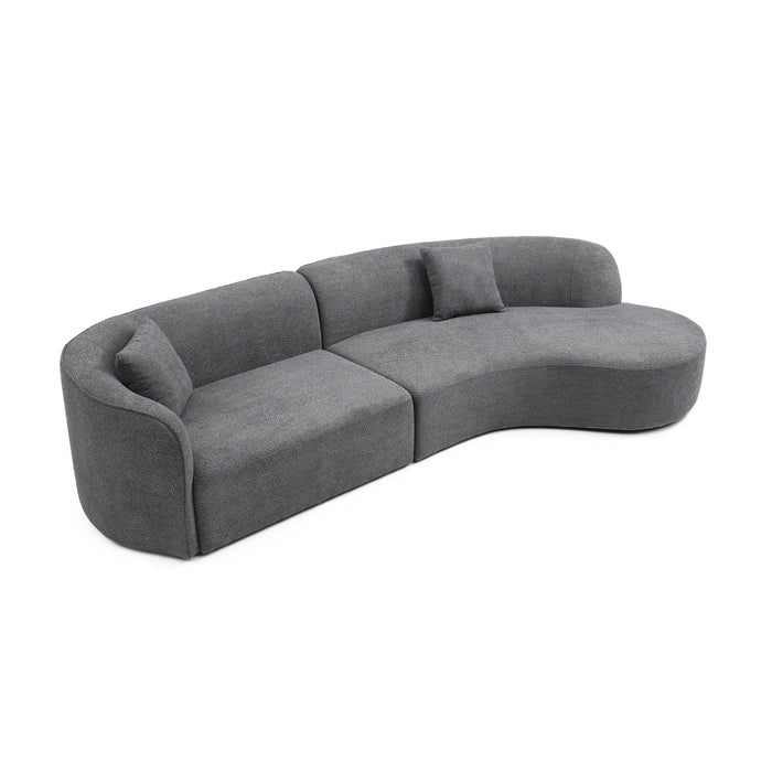 Nc4010-Gray-3Le Luxury Modern Style Living Room Upholstery Curved Sofa With Chaise (Set of 2), Right Hand Facing Sectional, Boucle Couch, Gray
