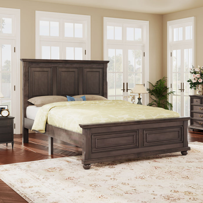 Traditional Town And Country Style Pinewood Vintage Full Bed, Rich Brown