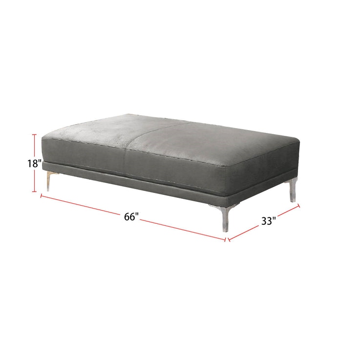 Faux Leather Upholstered Cocktail Ottoman In Antique Gray Finish