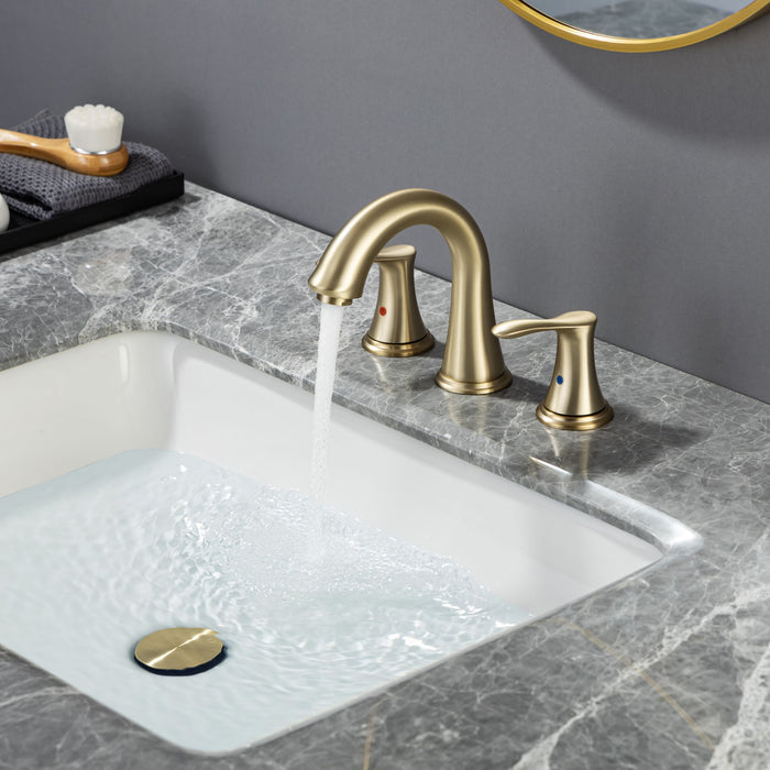 Widespread Bathroom Faucet With Drain Assembly, Brushed Gold