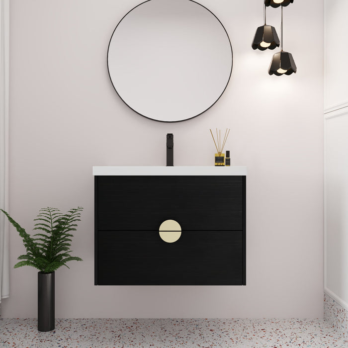 Wall-Mounted Bathroom Vanity With Sink, For Small Bathroom, Black