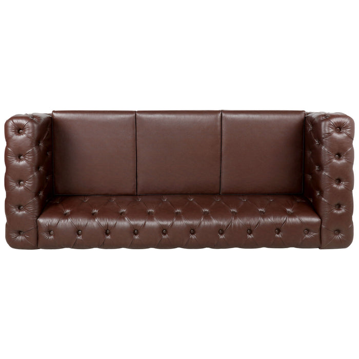 Traditional Square Arm Removable Cushion 3 Seater Sofa