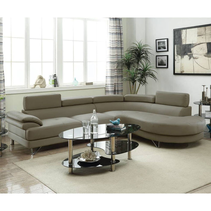 2 Piece Faux Leather Upholstered Sectional Sofa In Light Gray
