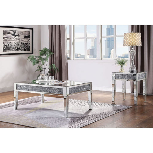 Noralie - Coffee Table - Mirrored & Faux Diamonds - Glass Unique Piece Furniture