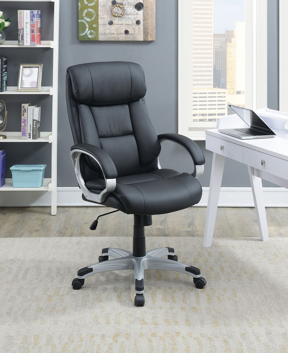 Adjustable Height Office Chair With Padded Armrests, Black