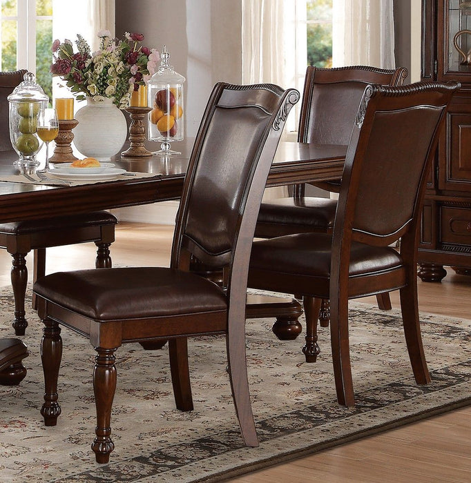 Traditional Style Dining Room Table With Leaf 2 Armchairs And 4 Side Chairs Dining 7 Piece Set Brown Cherry Finish Upholstered Seat Wooden Furniture