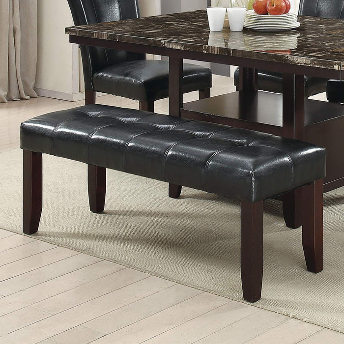 Modern Dining Room Furniture 6 Pieces Dining Set Dining Table Storage 4 Side Chairs 1 Bench Black Faux Leather Tufted Seats Faux Marble Table Top