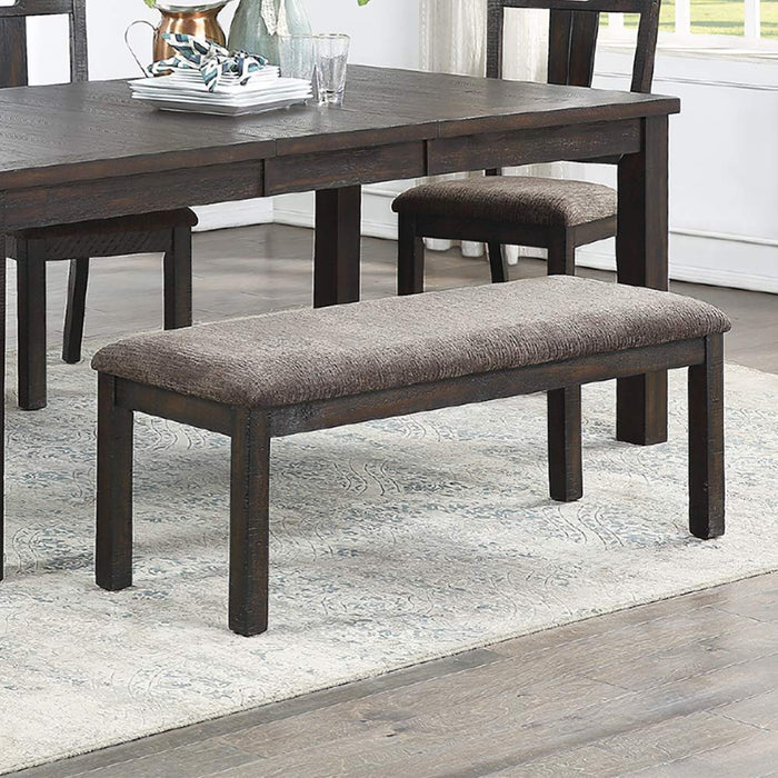 Transitional Style 6 Piece Dining Room Set Dining Table W Leaf 1X Bench And 4X Side Chairs Dark Grey Finish Cushion Seats Kitchen Dining Furniture