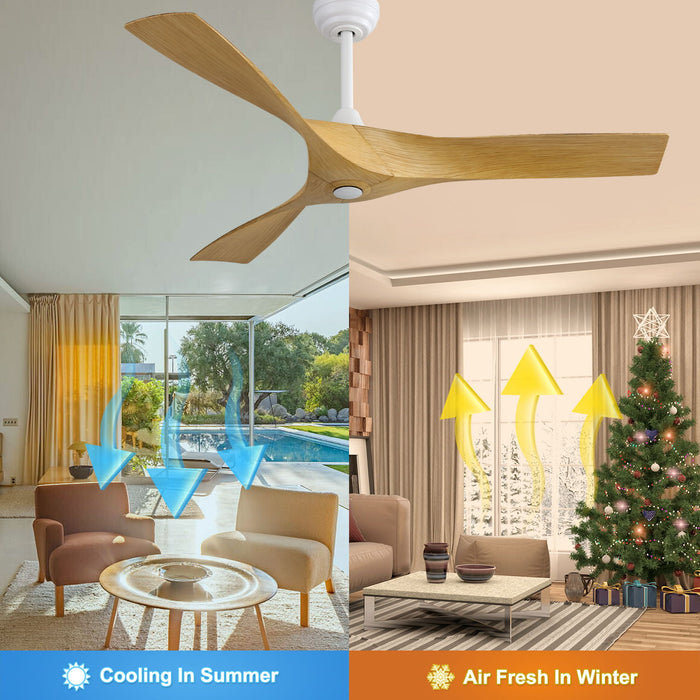 Modern Ceiling Fan With 3 ABS Blades Remote Control Reversible Dc Motor Without Light For Living Room