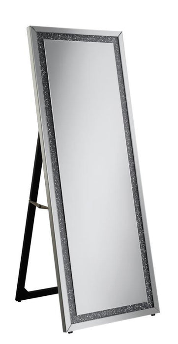 Novak - Rectangular Cheval Floor Mirror - Silver Unique Piece Furniture