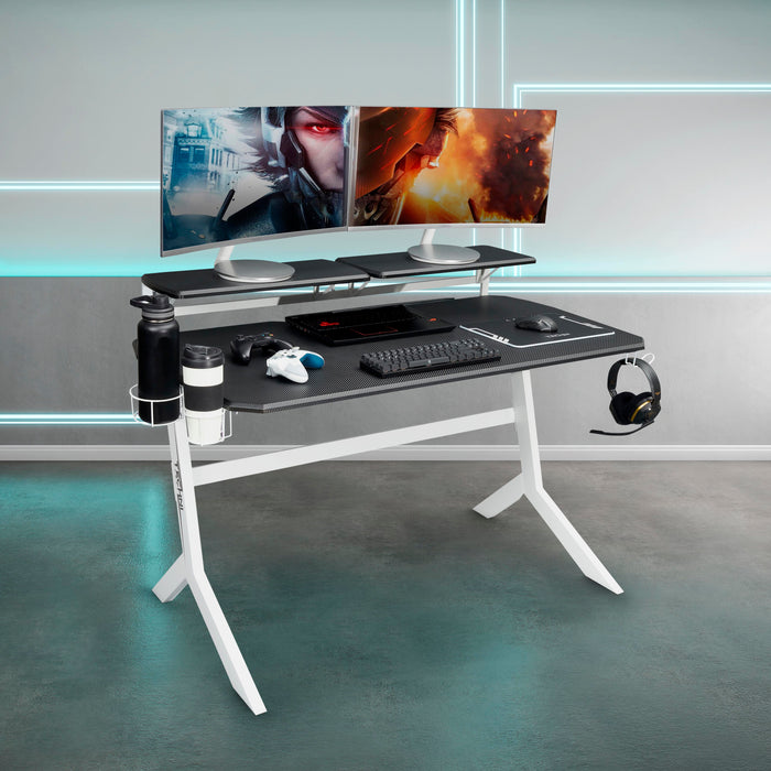 Techni Sport White Stryker Gaming Desk, White